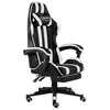 Image de Fauteuil de jeux vidéo et repose-pied Noir et blanc Similicuir20531