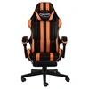 Image de Fauteuil de jeux vidéo et repose-pied Noir et orange Similicuir