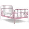 Image de Cadre de lit extensible sans matelas rose métal 80x130 200 cm