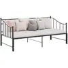 Image de Cadre de canapé lit extensible sans matelas Noir Métal 90x200cm