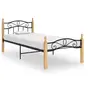 Image de Cadre de lit sans matelas noir métal bois chêne massif 90x200cm