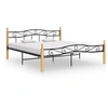 Image de Bedframe metaal en massief eikenhout zwart 200x200 cm324917