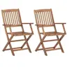 Image de Lot de 2 chaise H. 91 cm pliable exterieur en acacia naturel