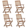 Image de Lot de 4 chaise exterieur pliable en acacia naturel