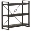 Image de Bibliothèque à 3 Niveaux Etagère à Livres Meuble de Rangement Armoire à Livres Bureau Intérieur Noir 90x30x80 cm Bois de Manguier