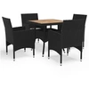 Image de Ensemble à manger de jardin 5 pcs Noir Résine tressée et acacia