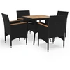 Image de Ensemble à manger de jardin 5 pcs Noir Résine tressée et acacia