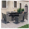 Image de Ensemble à manger de jardin 9 pcs Résine tressée et verre Gris