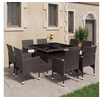 Image de Ensemble à Dîner de Jardin 9 pcs Mobilier de Salle à Manger d'Extérieur Meubles de Patio Terrasse Résine Tressée et 3058341