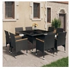 Image de Ensemble à manger de jardin 9 pcs Résine tressée et acacia Noir
