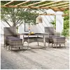 Image de 5-delige Tuinset poly rattan en gehard glas grijs3058349