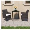 Image de Ensemble de bistro de jardin 3 pcs poly rotin et verre trempé