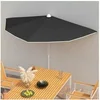 Image de Demi-parasol de jardin avec mât 180x90 cm Noir