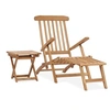 Image de Chaise longue de jardin avec repose pied et table Bois de teck