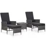 Image de Salon de jardin 3 pcs avec coussins Résine tressée Gris