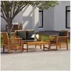 Image de Salon de jardin gris 4 personnes bois massif 100.0 x 50 cm 4 pieces
