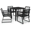 Image de Ensemble à manger d extérieur 5 pcs Rotin PVC Noir