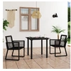 Image de Ensemble à manger d extérieur 3 pcs Rotin PVC Noir