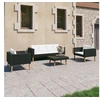 Image de Salon de jardin 4 pcs avec coussins Résine tressée Noir