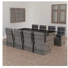 Image de Salon de jardin gris 9 pieces resine tressee 240.0 x 90 x 74 cm 8 personnes