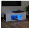 Image de Meuble TV avec lumières LED blanc brillant 90x39x30 cm