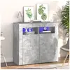 Image de Buffet avec lumières LED gris béton 80x35x75 cm