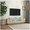 Image de Meuble TV avec lumières LED Chêne sonoma 160x35x40 cm