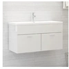 Image de Armoire d évier Blanc brillant 90x38,5x46 cm Bois d'ingénierie