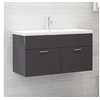 Image de Armoire d évier Gris brillant 90x38,5x46 cm Bois d'ingénierie