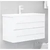 Image de Armoire d évier Blanc 80x38,5x48 cm Bois d'ingénierie