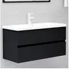 Image de Armoire d évier Noir 90x38,5x45 cm Bois d ingénierie