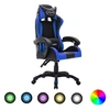 Image de Fauteuil de jeux vidéo avec LED RVB Bleu et noir Similicuir287996