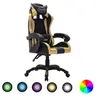 Image de Fauteuil de jeux vidéo avec LED RVB Doré et noir Similicuir287998