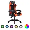 Image de Racestoel met RGB LED-verlichting kunstleer oranje en zwart288002