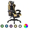 Image de Fauteuil de jeux vidéo avec LED RVB Doré et noir Similicuir288008