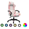 Image de Fauteuil de jeux vidéo avec LED RVB Rose et blanc Similicuir
