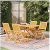 Image de Ensemble de Salle à Manger de Jardin 5 pcs Table et Chaises à Dîner Mobilier de Salle à Manger de Patio Extérieur Bois de Teck Massif
