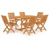 Image de Ensemble de Salle à Manger de Jardin 7 pcs Table et Chaises à Dîner Mobilier de Salle à Manger de Patio Extérieur Bois de Teck Massif