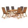 Image de Salon de Jardin 7 pcs avec Coussins Mobilier de Salle à Manger d'Extérieur Table et Chaises à Dîner Patio Gris Bois de Teck Massif 3059555
