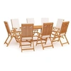 Image de Salon de jardin bois massif blanc 9 pieces 9 personnes