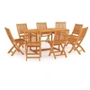 Image de Ensemble de Salle à Manger de Jardin 9 pcs Table et Chaises à Dîner Mobilier de Salle à Manger de Patio Extérieur Bois de Teck Massif