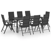 Image de Ensemble de salle à manger de jardin - - 9 pcs - Noir - Résistant aux intempéries - Contemporain