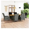 Image de Mobilier à dîner 7 pcs avec coussins Résine tressée Gris clair