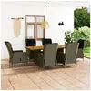 Image de Mobilier à Dîner de Jardin 7 pcs et Coussins Salon de Jardin Ensemble de Salle à Manger Table et Chaises d'Extérieur Résine Tressée Marron