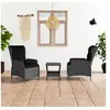 Image de Salon de jardin avec coussins 3 pcs résine tressée gris foncé