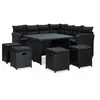 Image de Salon de jardin resine tressee noir 6 pieces 7 personnes