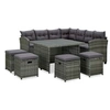 Image de Salon de jardin 6 pcs avec coussins résine tressée gris