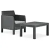 Image de Salon de jardin 2 pcs avec coussin PP Rotin Anthracite