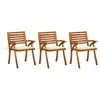 Image de Lot de 3 chaise H. 87 cm non pliable exterieur en acacia marron