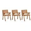 Image de Lot de 3 chaise exterieur empilable non pliable en acacia H. 87 cm marron